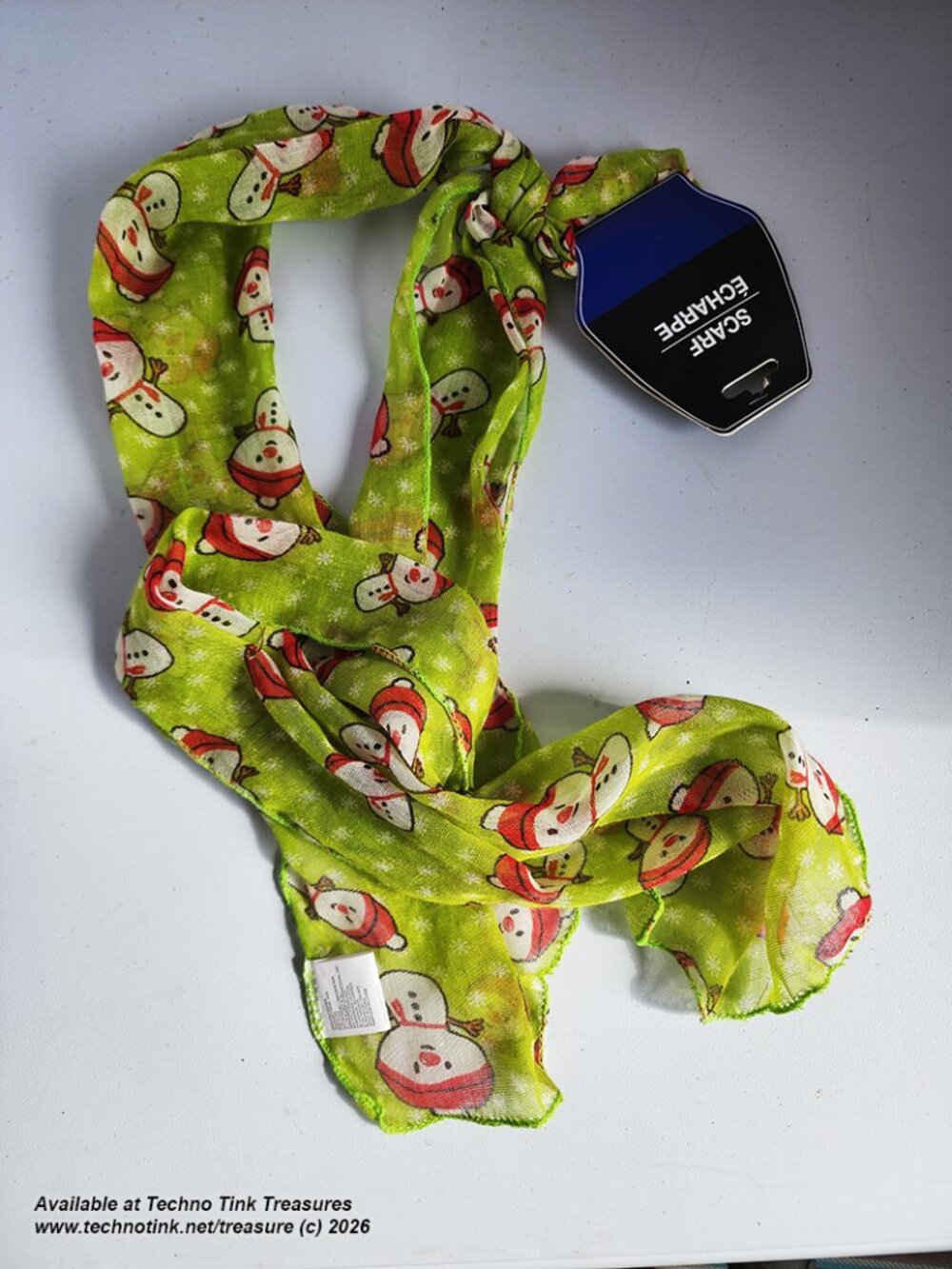 Xmas Red/White/Green Snowman Scarf